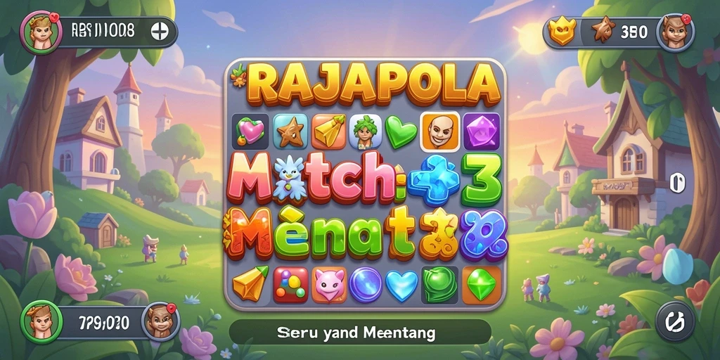 Screenshot gameplay RAJAPOLA Menampilkan elemen Match-3 yang seru.