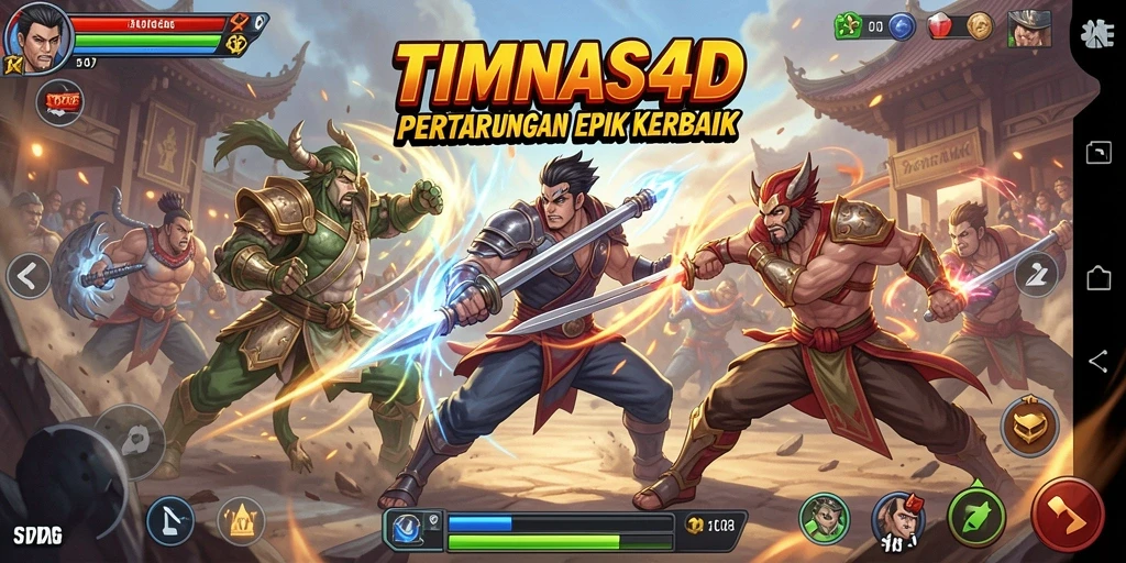 Tangkapan layar gameplay <strong>TIMNAS4D</strong> yang menggambarkan aksi pertarungan yang intens.